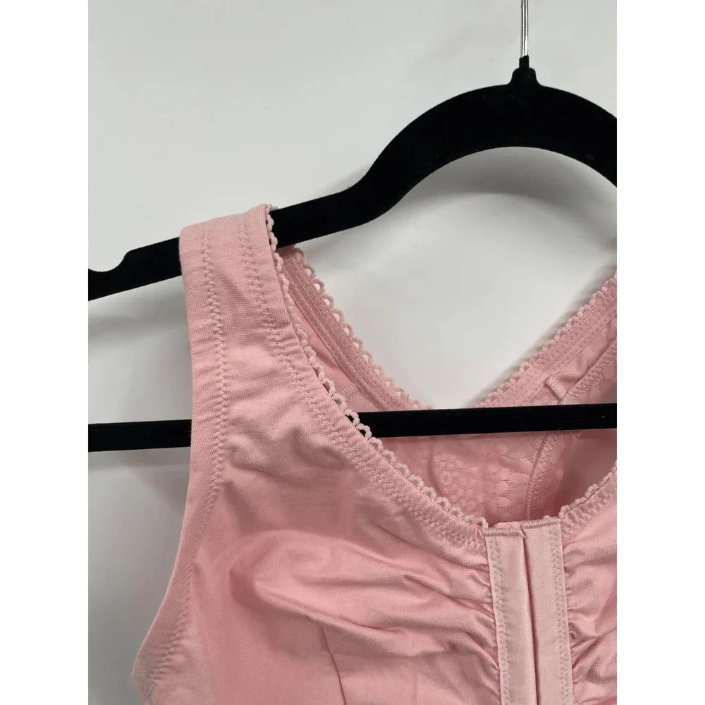 Glamorise Womens Front Closure Bra Size 36H Pink Wireless Lace Back‎ Comfort
